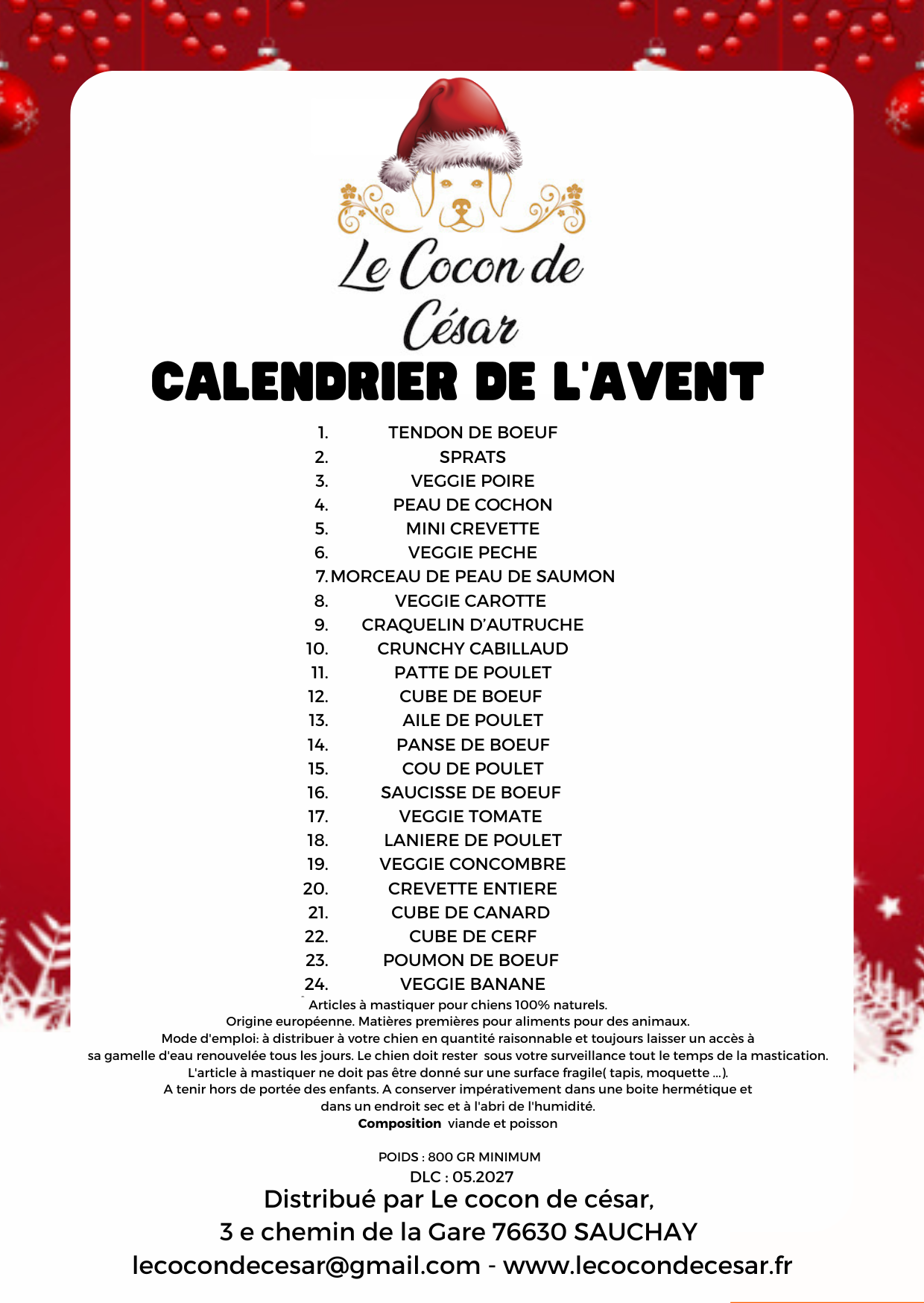 Calendrier de l'avent pour chien